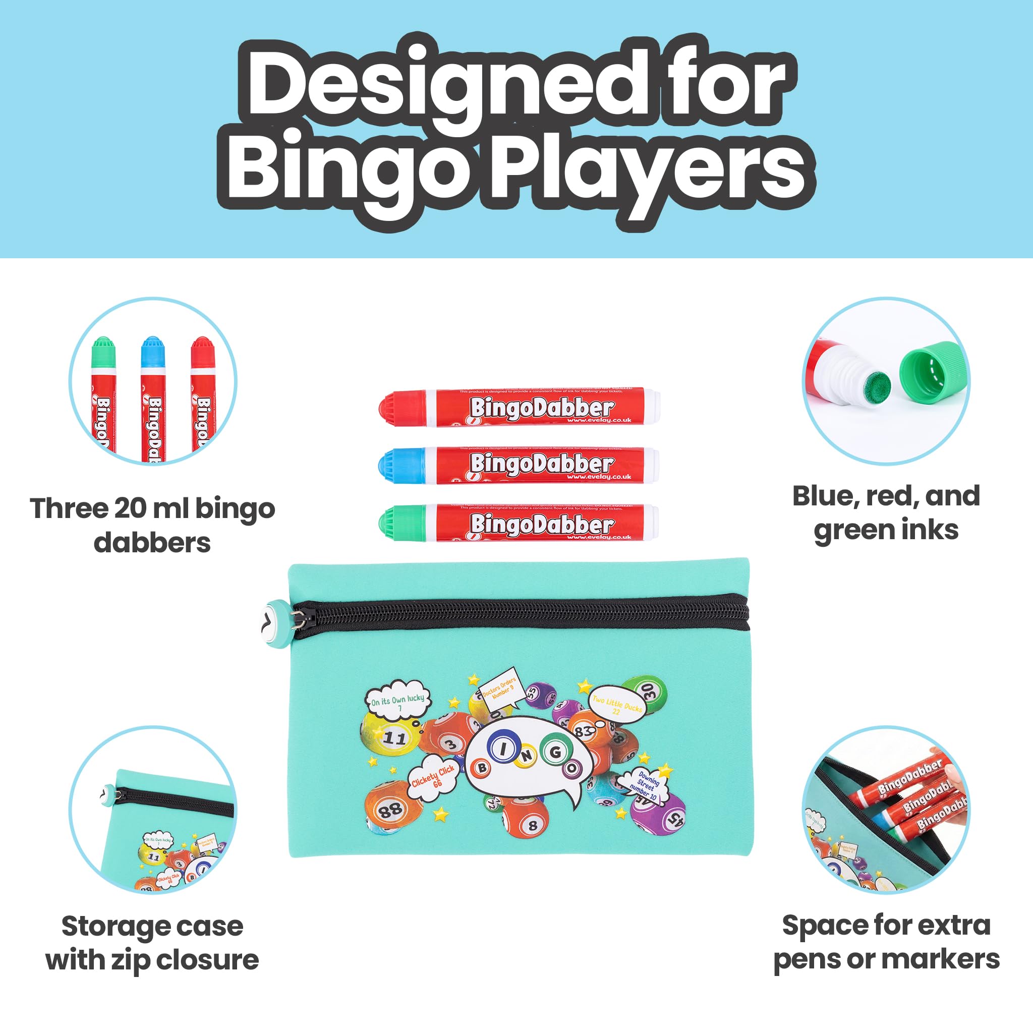 Bingo Dabber Case Holder Gift Set, Teal - Image 4