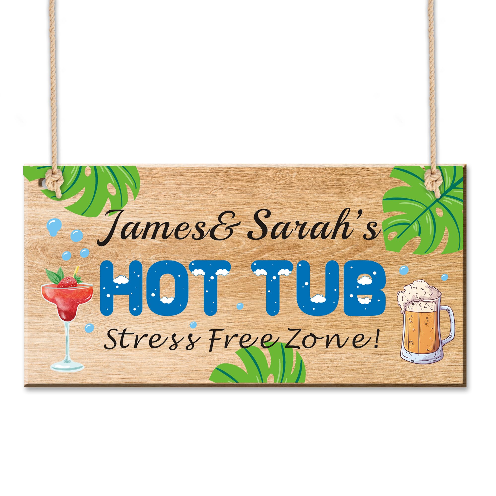 Personalised Hot Tub Sign Wooden Welcome Sign Home Décor Hot Tub Accessories Novelty Garden Shed Pool Hanging Plaque Home Gifts Funny Signs with Any Name(Design 2)
