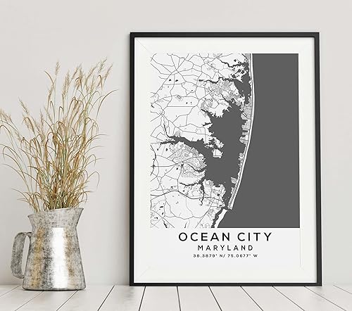 Miniatura 6 de Mapa de Ocean City, Maryland, Light 2 (8x10)