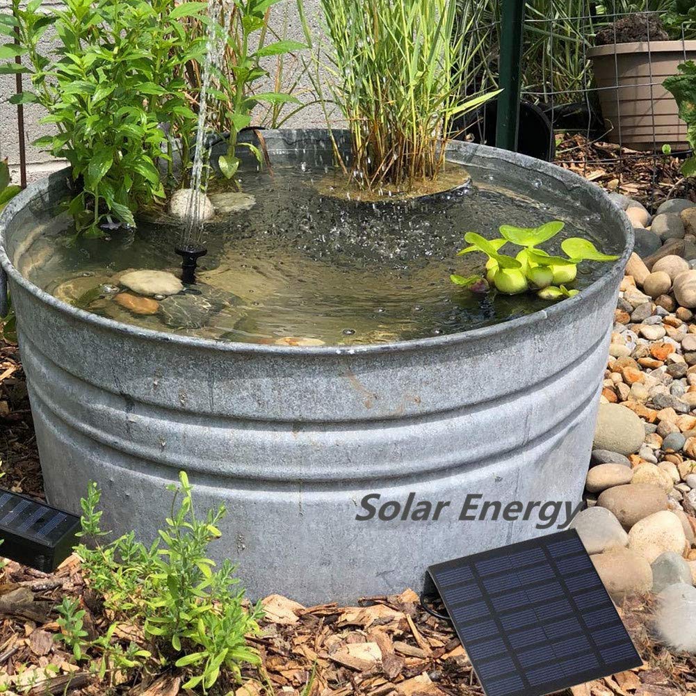 Pompe Solaire Fontaine 4 Buses Panneau Intégré Kit Submersible 200L/h Silencieux Automatique pour Jardin Étang Bassin Poisson