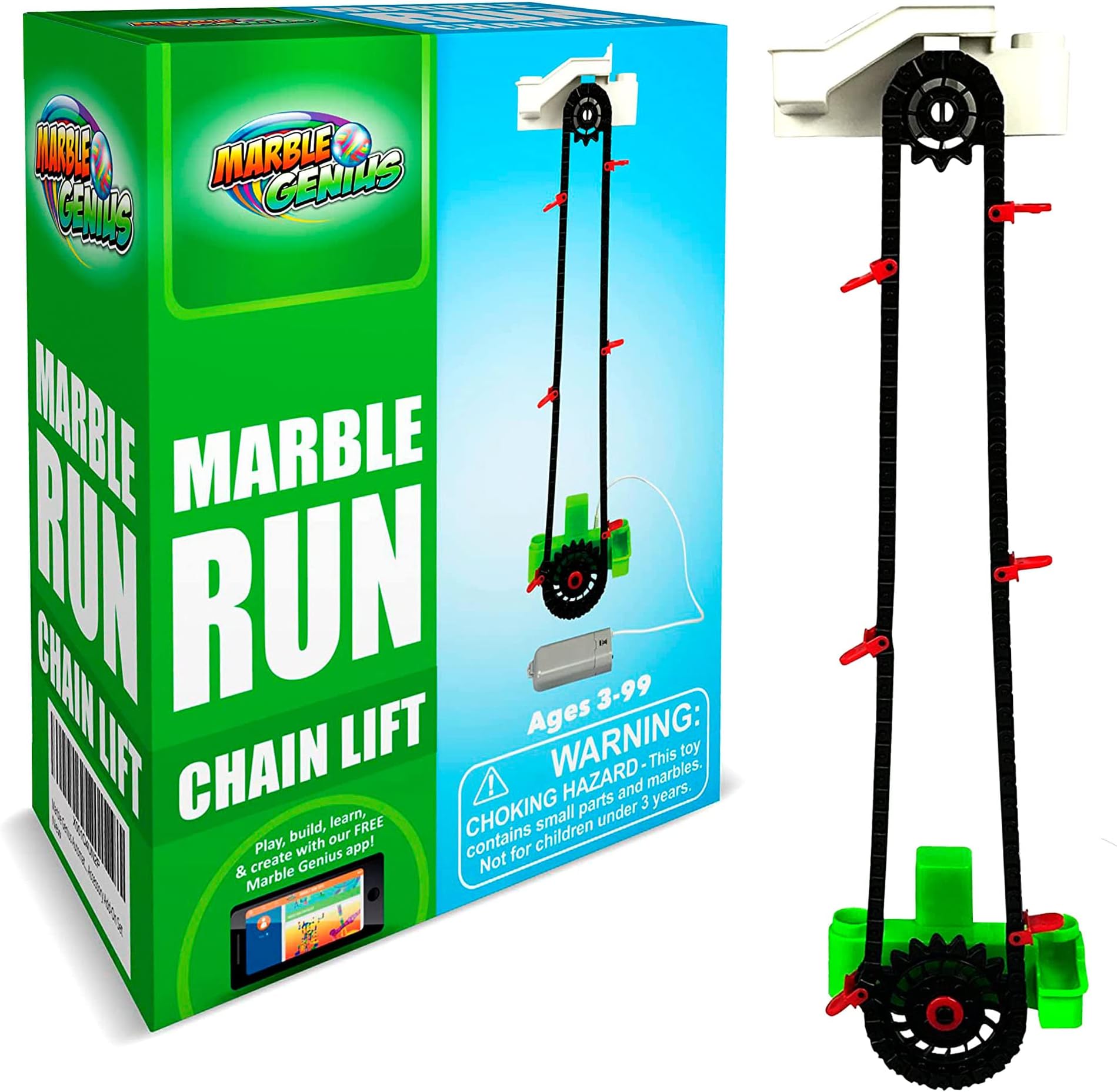 Automatic Chain Lift - Marble Run Accessory Add-On Set for Creating Exciting Mazes, Tracks, and Races - Endless Fun, and Creativity, Experience The Thrills of Marbles Racing