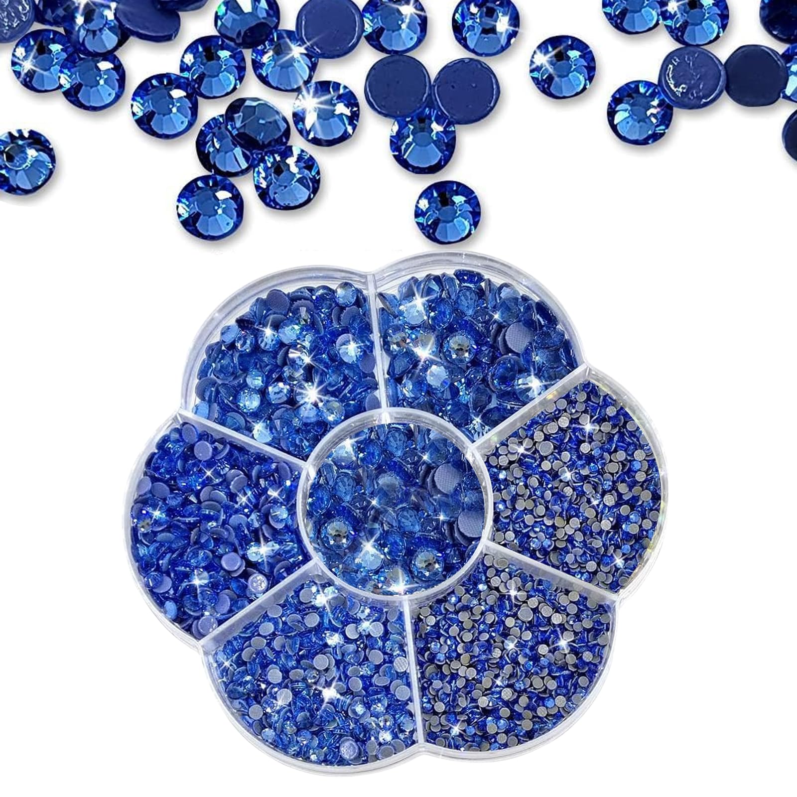 JAONLD Blue Resin Rhinestones for Crafting 7 Sizes Mixed Flatback Resin Gemstones 1-4.8mm Nail Crystal Rhinestone Bedazzling Tool for Clothes DIY Decoration Manicure Art Crafts