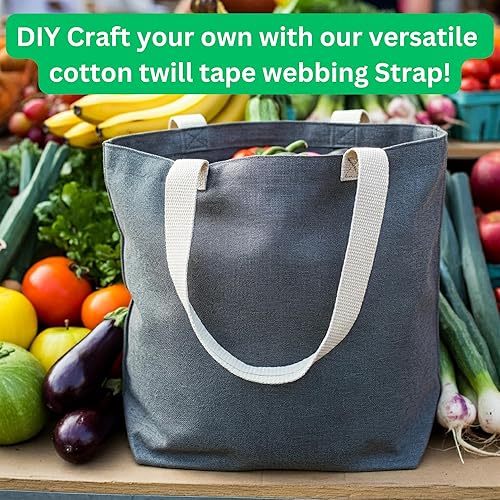 Miniatura 4 de Correa de algodón de 1 pulgada x 5 yardas, correa de algodón blanco hueso con patrón de espiga beige, bolsa de mano, bolsa de mano, correa de