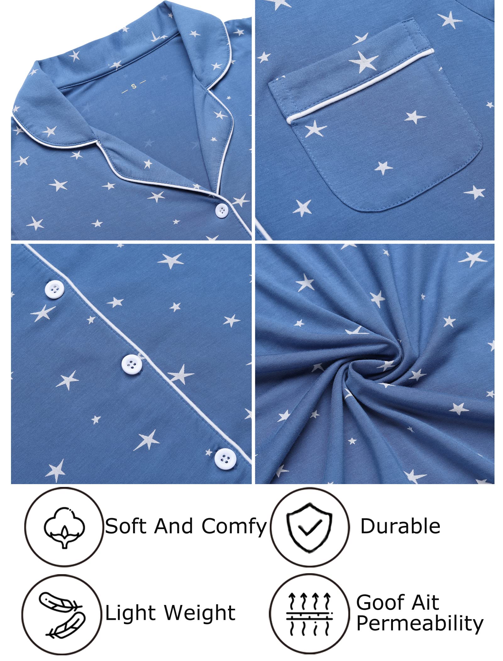 Leikar Camicia da notte premaman per donne pigiama a maniche lunghe camicia da notte