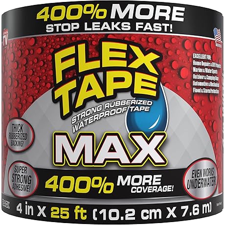 MAX Original Thick Flexible Rubberized Waterproof Tape FLEX-TAPE 4 in x 25 ft Black