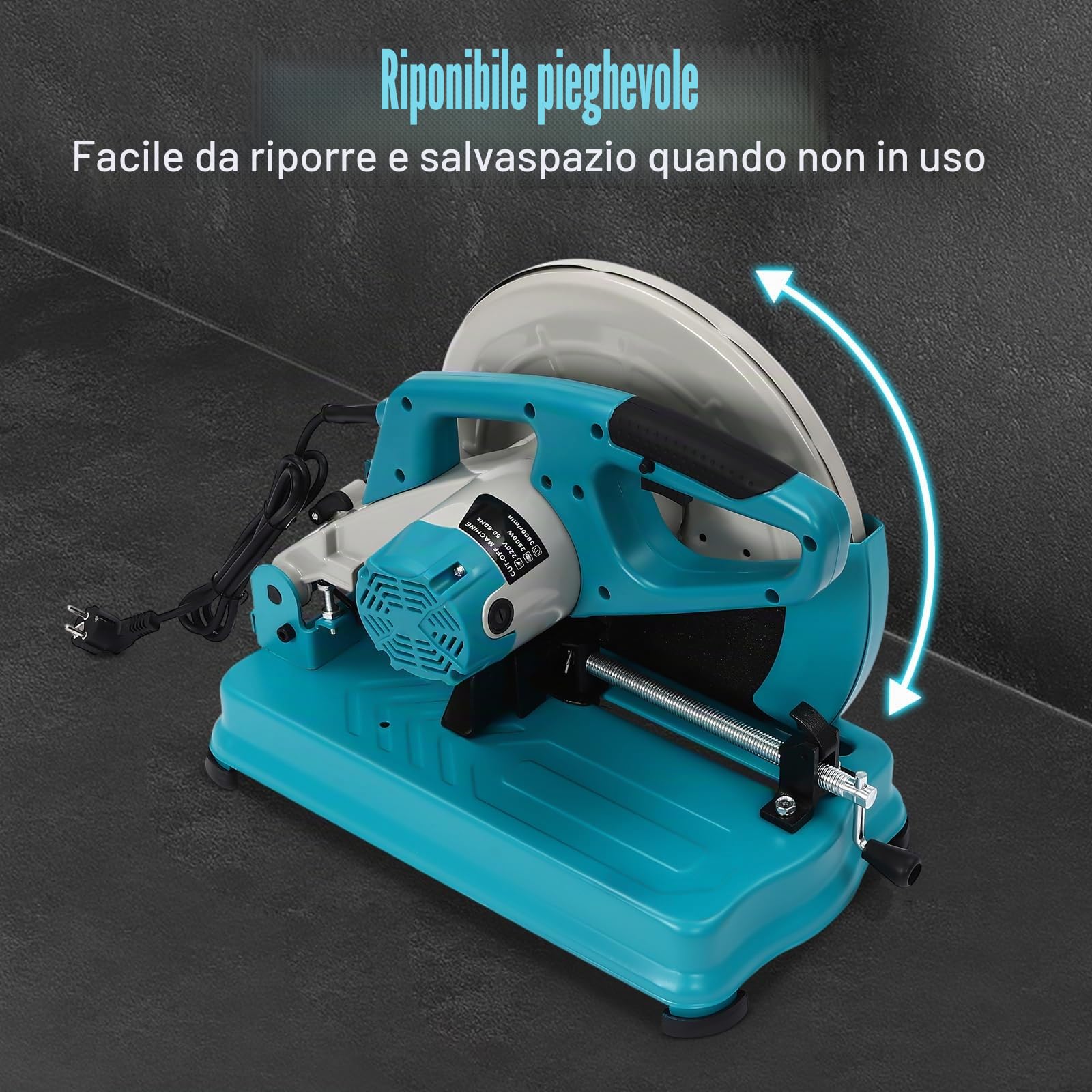 2800W 14'' Tronzadora, Sega Circolare Inclinazione di Taglio 0-45°, Elettrica Troncatrice del Metallo per Legno, Alluminio, Acciaio