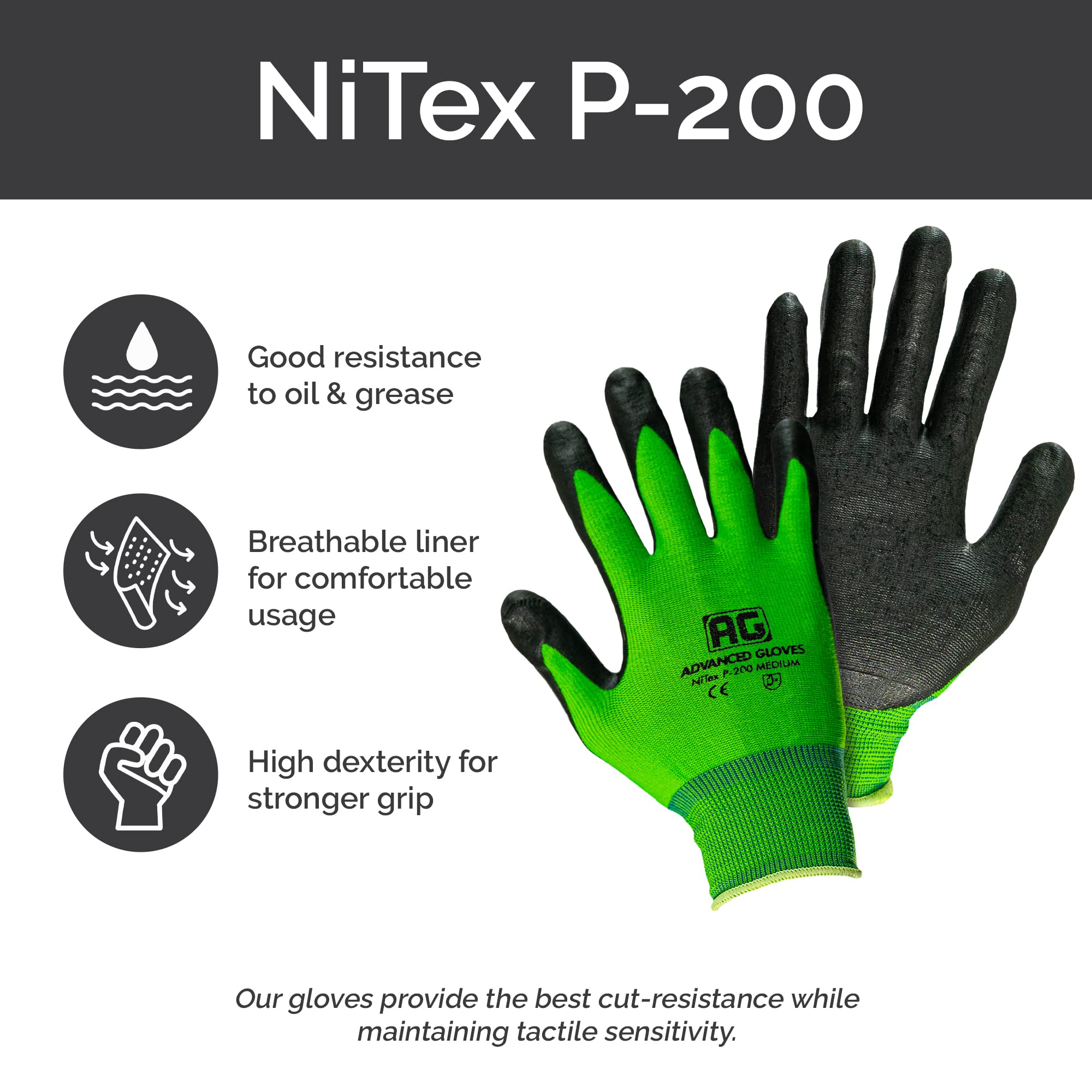 ADVANCED GLOVES – NiTex P-12 Nylon Nitrile Gloves, Breathable