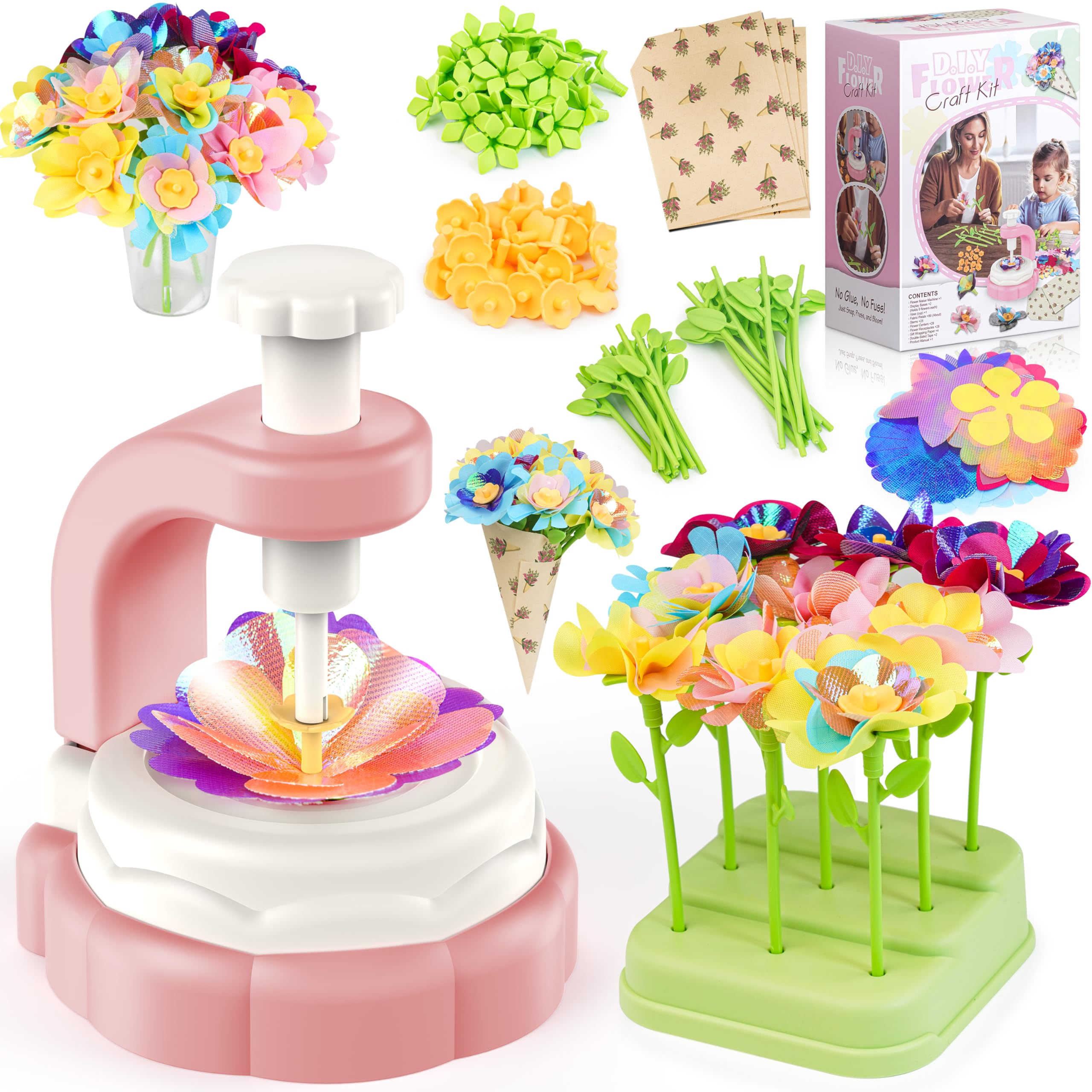 Haozozo Regalo Bambina 4 5 6 7 8 9 10 Anni, Giochi Bambina 4 5 6 7 8 9 10 Anni, DIY Kit Creativo Regalo Bimba 4 5 6 7 8 9 10Anni, Giochi di Composizione Floreale per Bambini