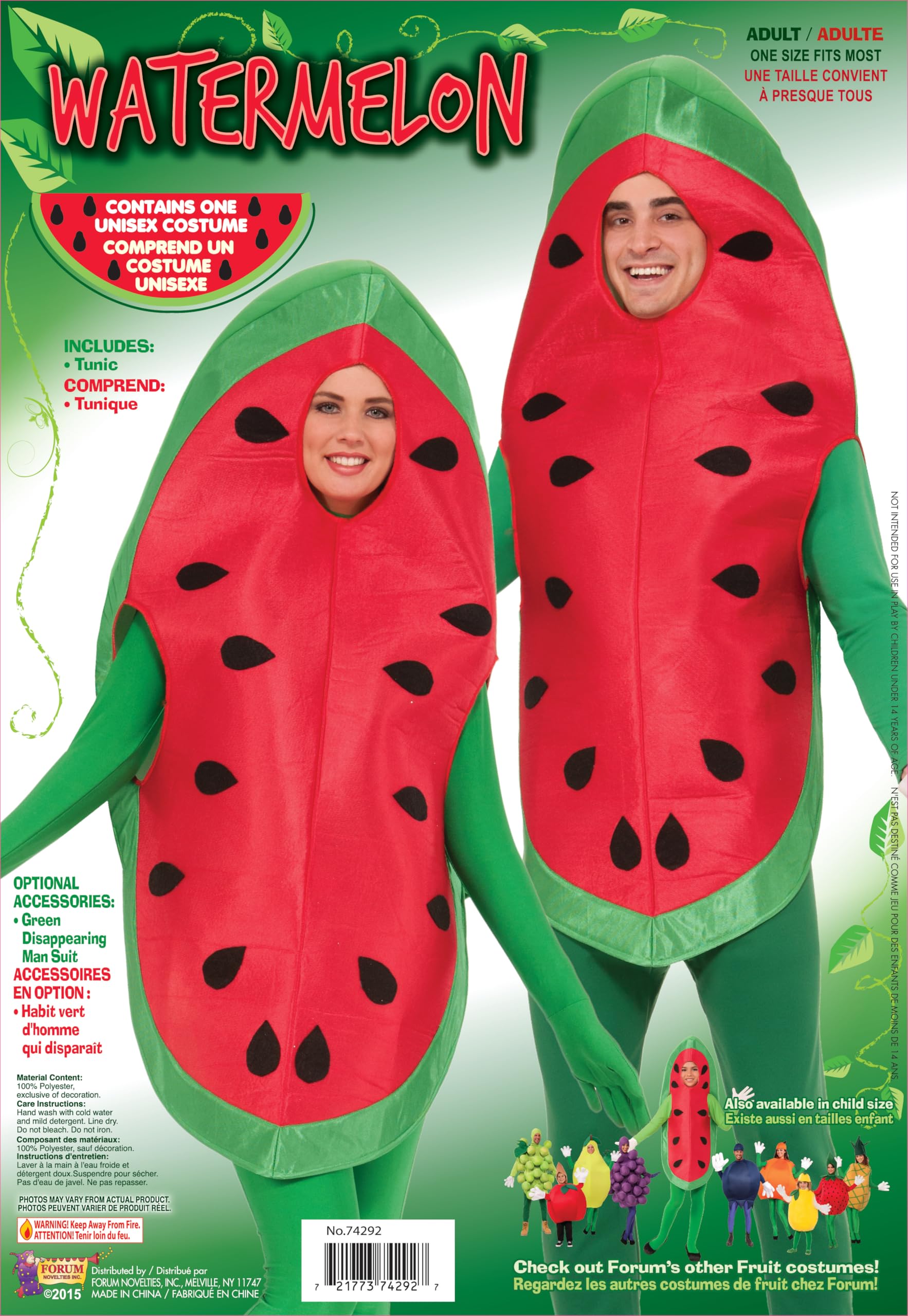 Amazon.co.jp: Watermelon Adult Costume One-Size スイカ大人用