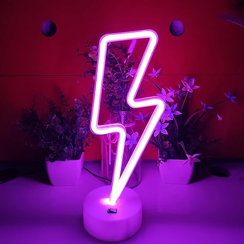 Miniatura 2 de JYWJ Letrero de neón con base de soporte, luz de neón alimentada por USB o 3 pilas AA, decoración de mesa LED, decoración de pared de dormitorio,
