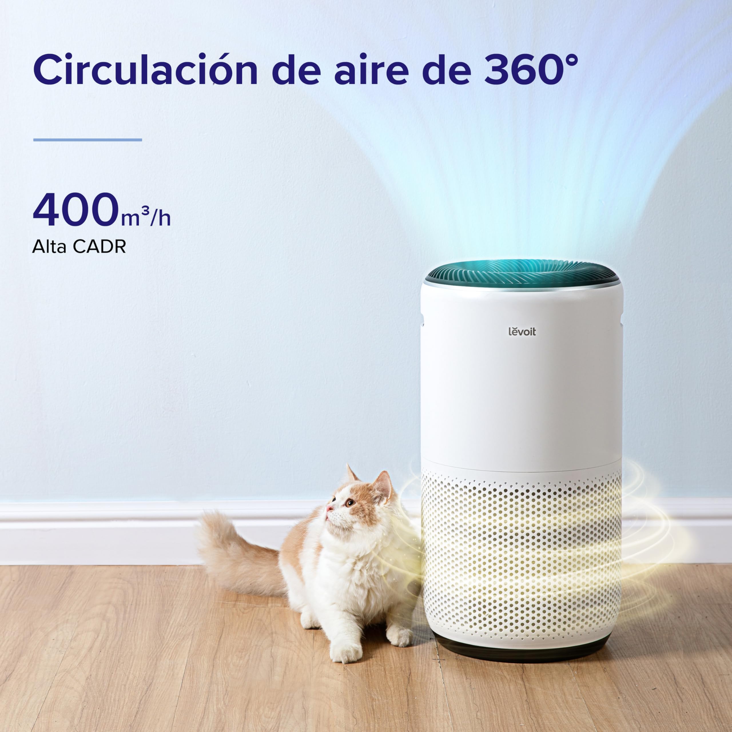 LEVOIT Purificador de Aire Inteligente con APP y ALEXA, Purificador de Aire CADR 400m³/h a 83m², 24dB Silencioso, Pantalla PM2.5, Filtro HEPA, Elimina el 99.97% de Alergias Polen Polvo Olores