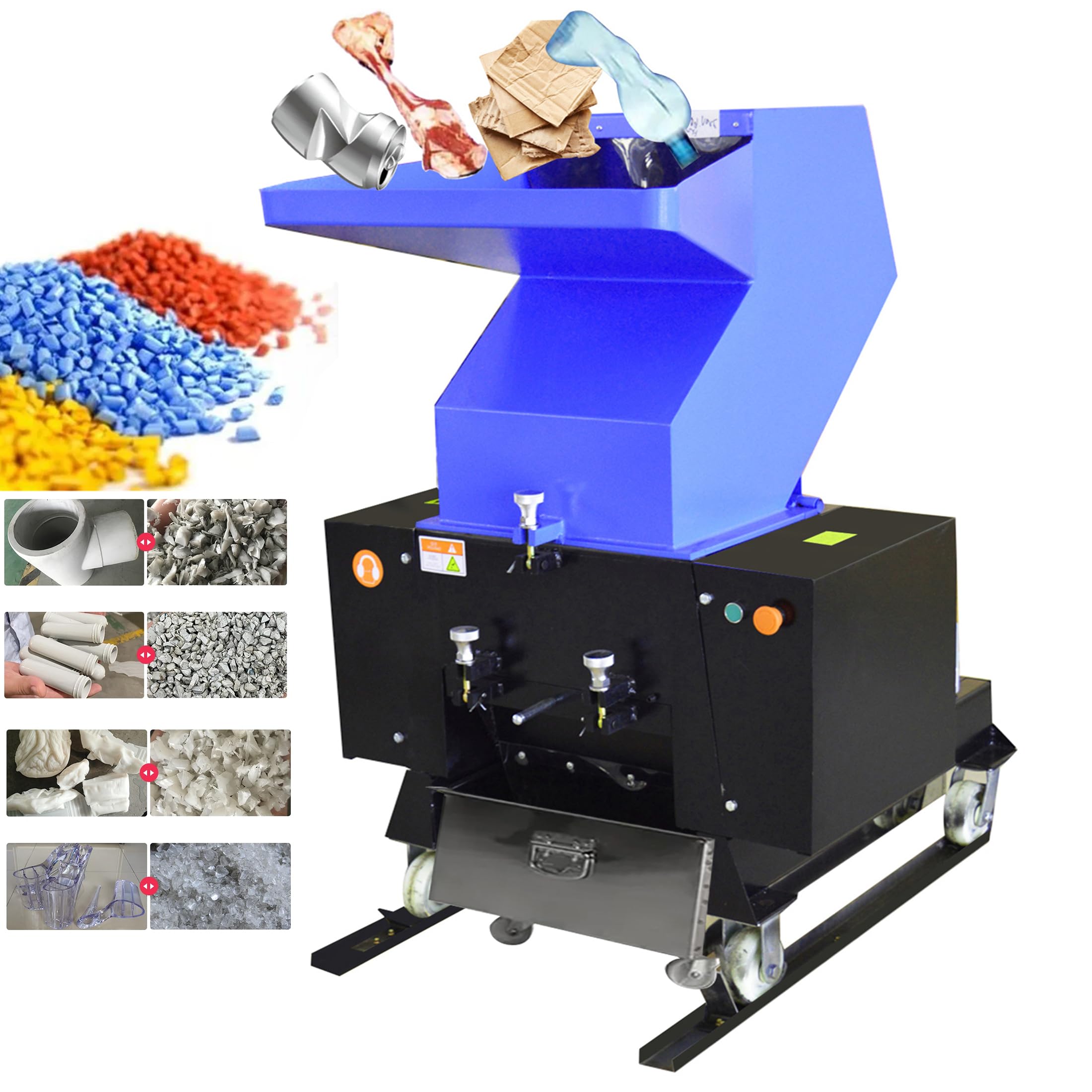 INTBUYING Electric Plastic Shredder Heavy Duty Plastic Bottle Grinder Mill Crusher Electric Chipper Granulator Grinding Machine 220V (No.400 7.5KW)