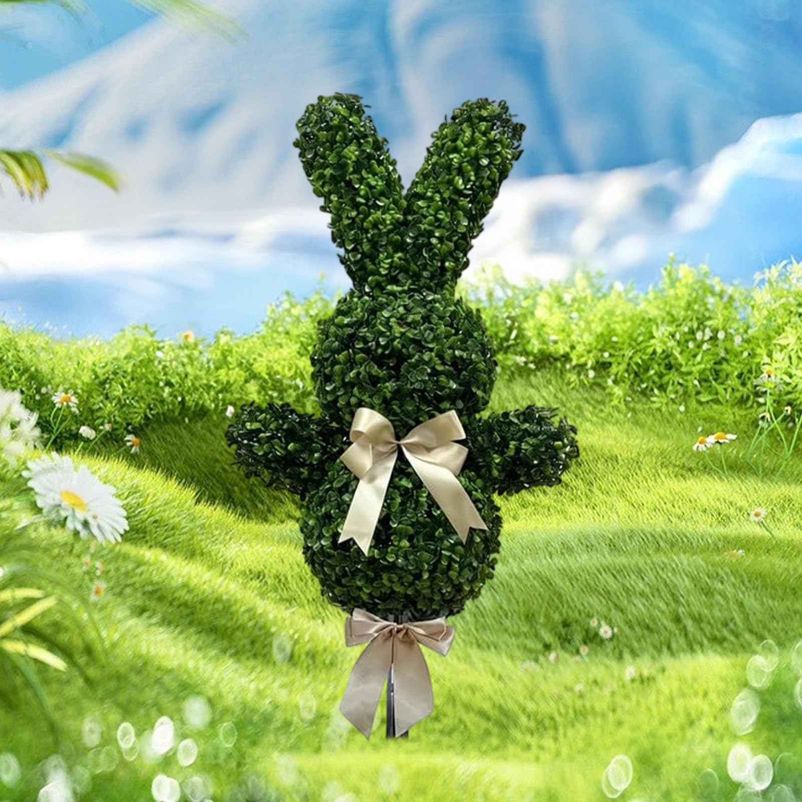 Generico Pianta di Pasqua Statuine di Conigli con Bianco | Decorazioni Artificiali Coniglio Pasquale Per Portico Giardino Terrazzo Casa Primavera Inverno Natale
