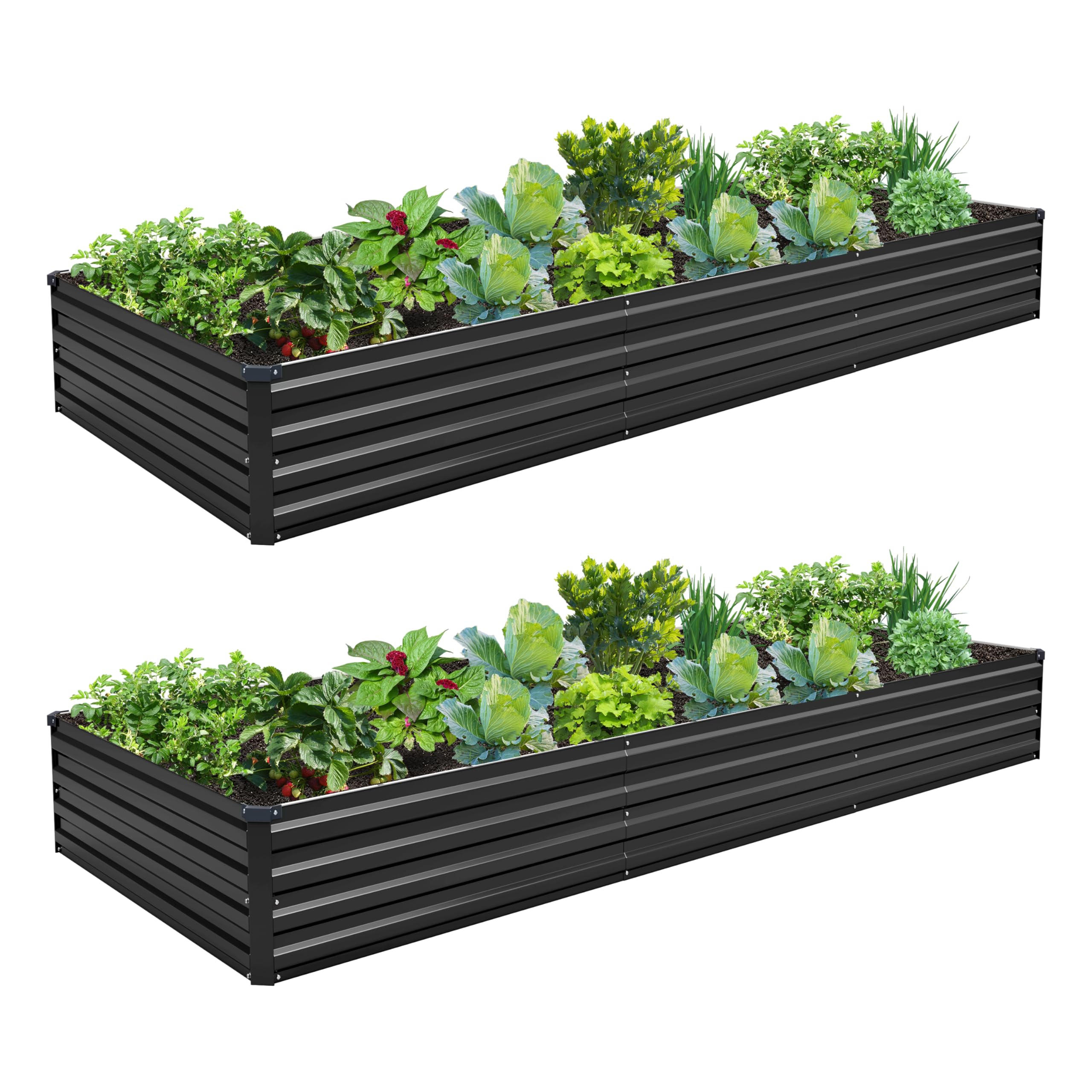 ZUNUDA 10x3x1ft 2-Pack Galvanized Raised Garden Bed Kit