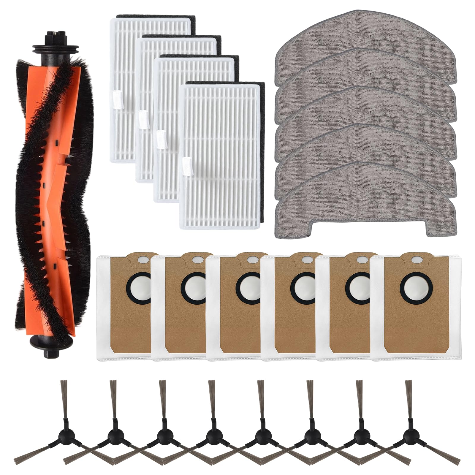 Vacuums Spare Parts Set For MONSGA MS1 MAX Robot Vacuum, Vacuum Accessory For MONSGA MS1 MAX, Main Brush, Mop Cloth, Hepa Filter, Dust Bags, Side Brush
