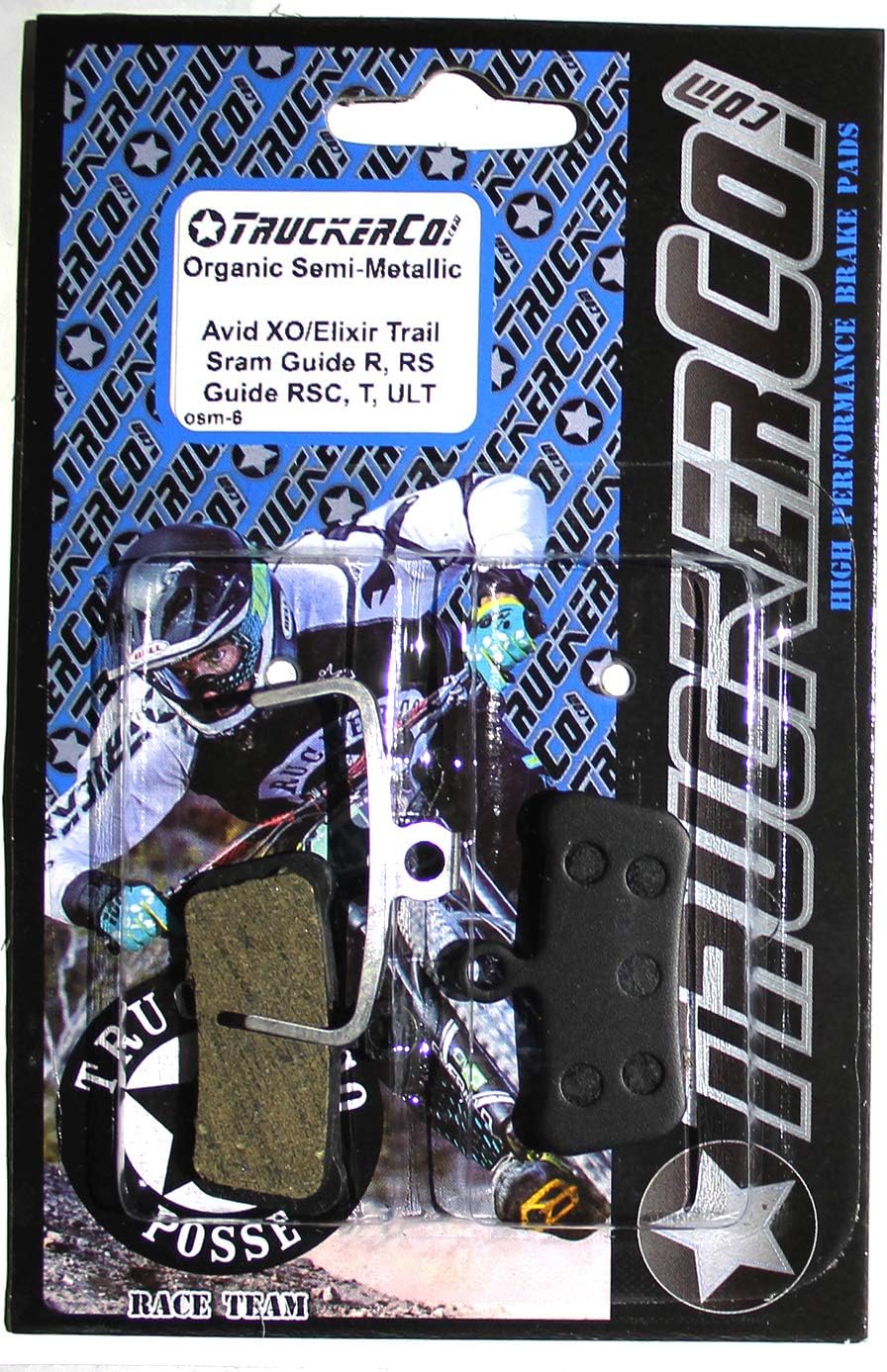 TruckerCoOrganic Semi-Metallic disc Brake Pads Compatible with Sram Avid Elixir Trail X0 Trail Elixir 7/9 Trail, Guide, Guide R/RS/RSC, G2 R/RS/RSC XOTR-M, XOTR-O, XOTR-O-AL