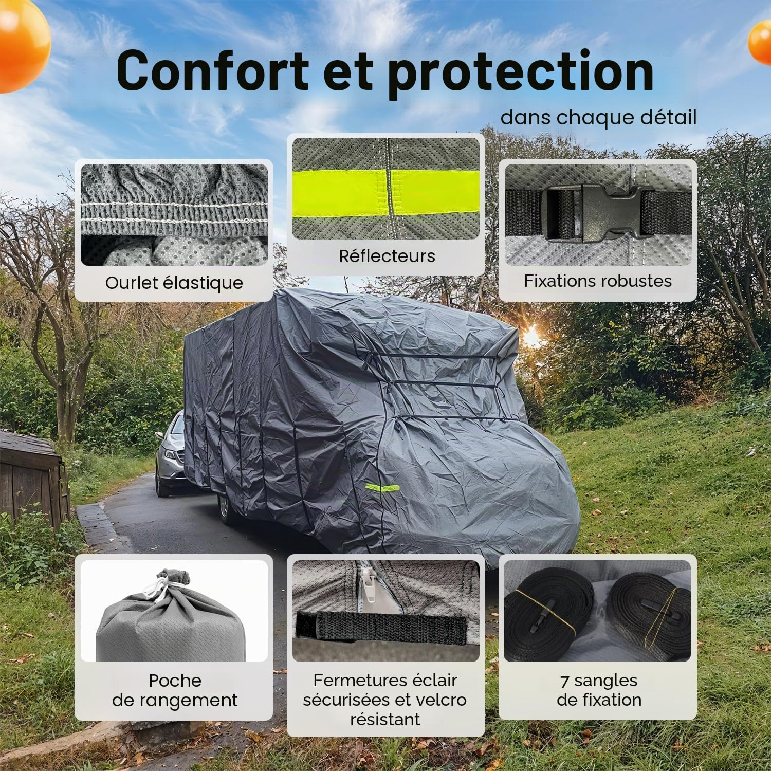 Bâche De Protection 4 Couches Pour Camping-Car, Résistante Aux Intempéries Et Respirante, Résistante Aux UV, Indéchirable, Bâche Anti-Grêle Pour L'Hiver Et L'Été