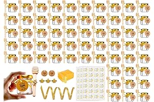 60-Count Mini Hexagonal Glass Honey Jars with Dippers - The Sweetest Bee Baby Shower Favors