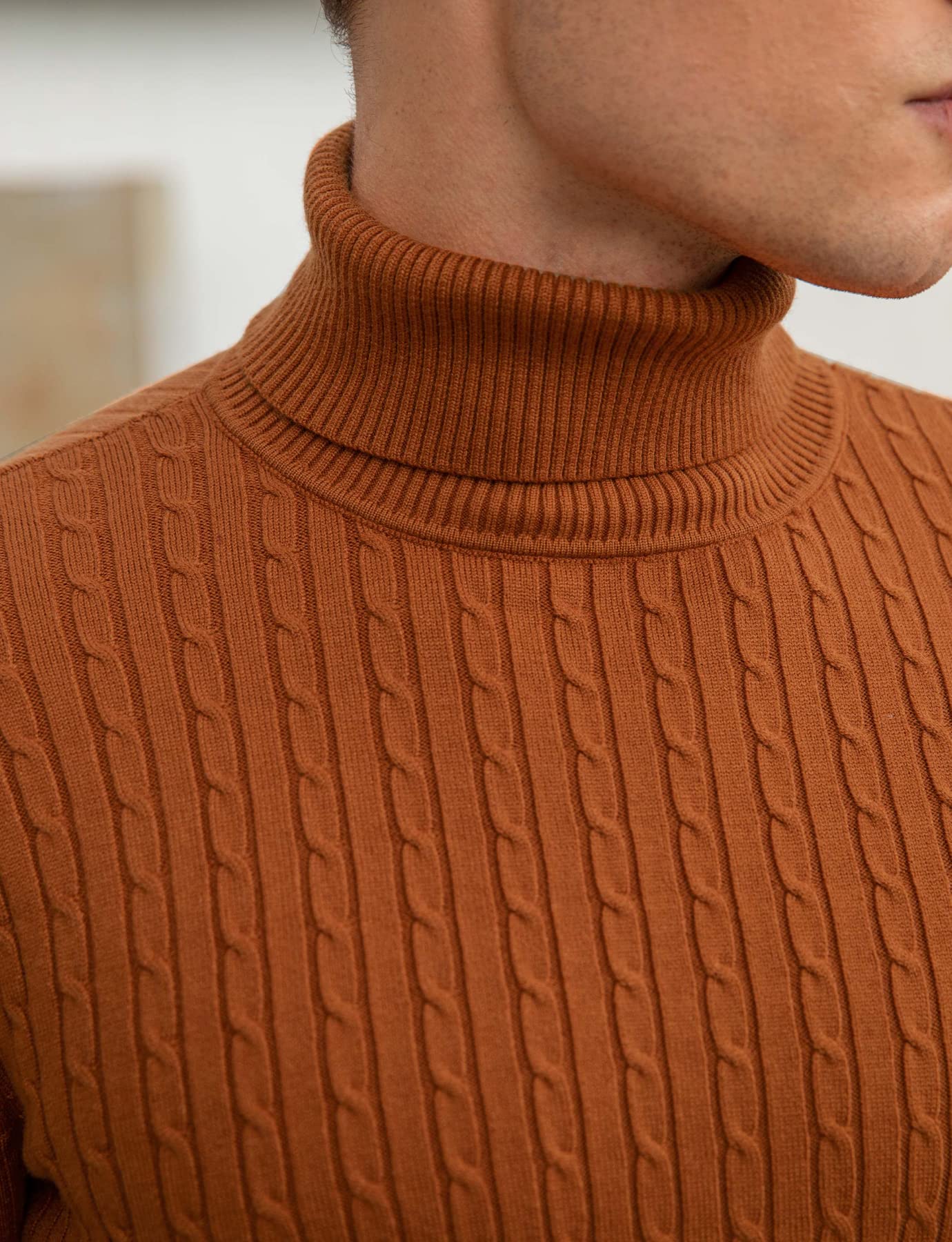 AIDEAONE Maglione Dolcevita da Uomo Maglione Casual a Costine Slim Fit a Maglia Collo Alto Pullover Dolcevita