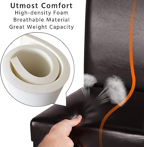 Miniatura 4 de Topeakmart Juego de 4 sillas de comedor de piel sintética con respaldo alto, patas de madera de pino acolchadas, sillas de cocina para comedor, sala