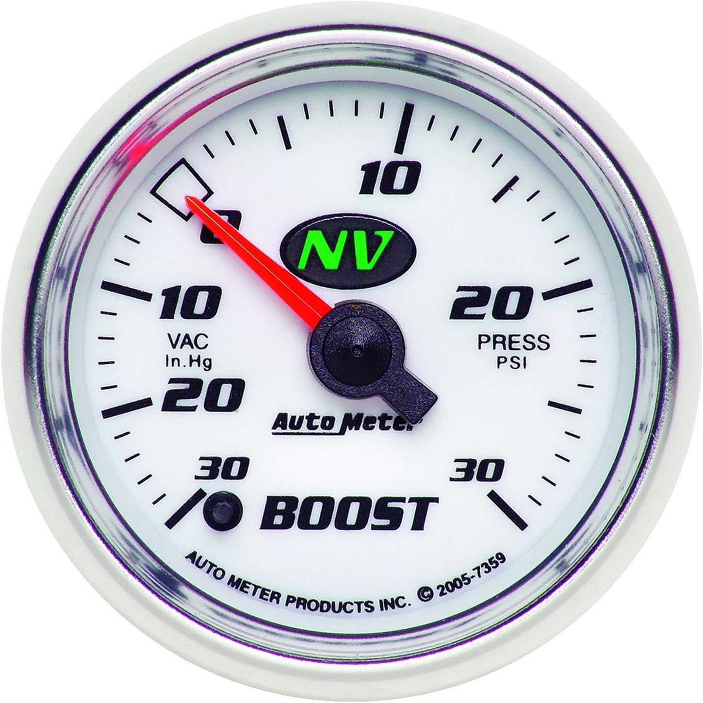 Auto Meter 7359 NV 2-1/16" 30 in. Hg/30 PSI Full Sweep Electric Vacuum/Boost Gauge