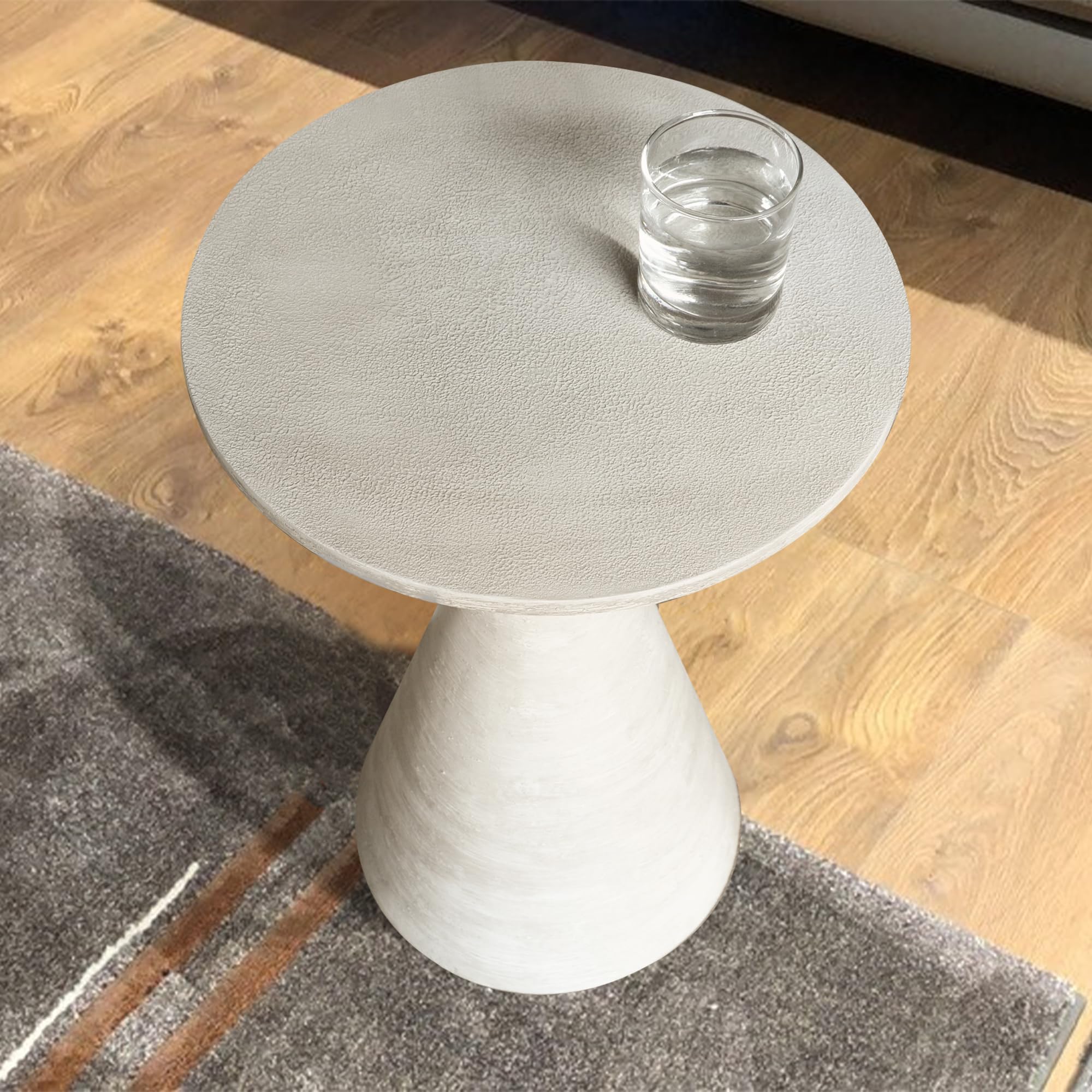 COVLON Small Drink Table, Round Martini Table, Drum End Table Side Table, Metal Accent Table,for Small Space Living Room, Bedroom, Dirt