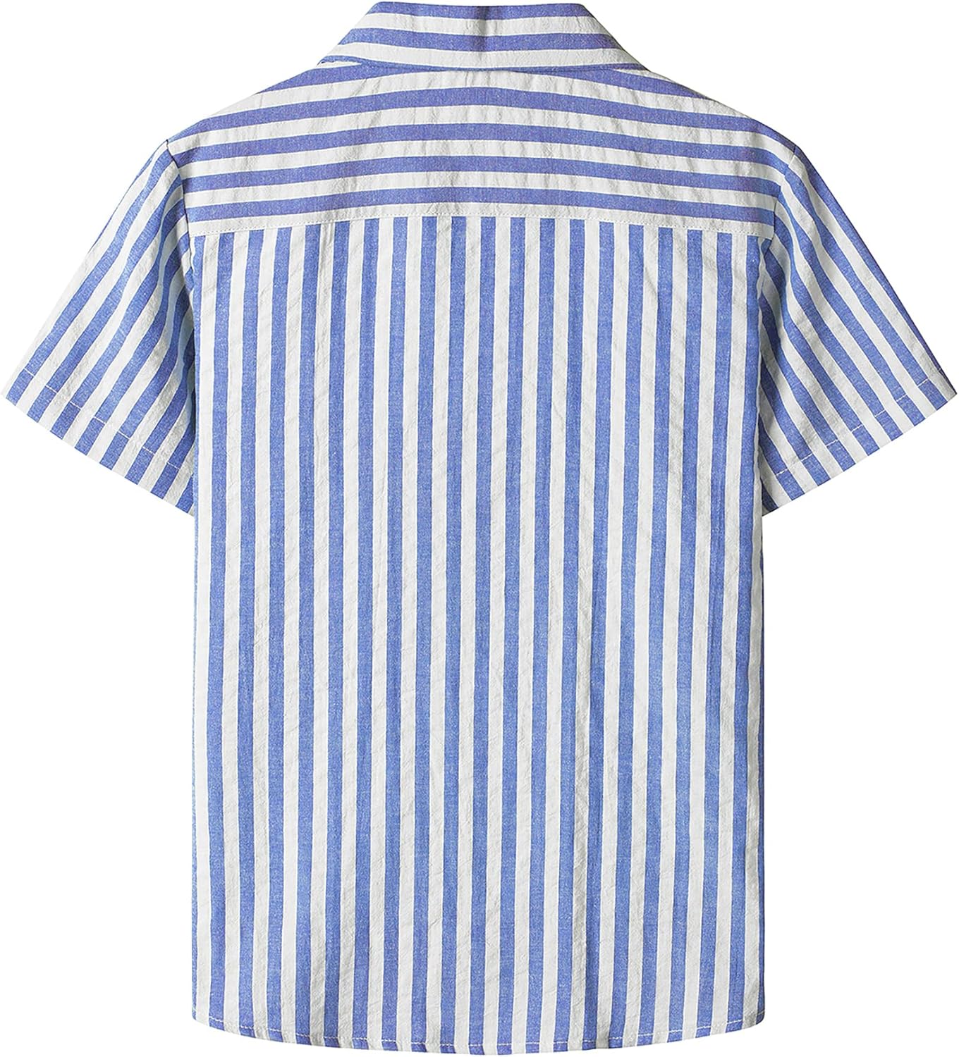 JOGAL Big Boys Cuban Collar Button Down Shirt Short Sleeve Casual Hawaiian Shirt Summer Beach Striped Tops for 6-14 Years Old - Image 2