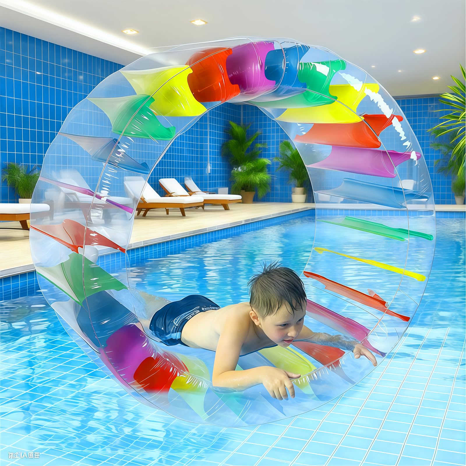 Rullo D'Acqua Gonfiabile, Ruota Idraulica Gigante,120CM Rullo Gonfiabile,Giocattoli Acquatici Multifunzione Gonfiabili,Ideale per Piscina, Spiaggia e Festa in Acqua