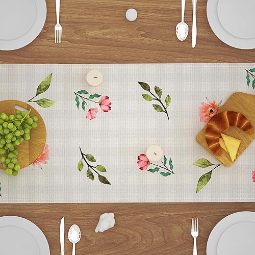 Miniatura 3 de Camino de mesa de Pascua para cocina, comedor, orejas de conejo a cuadros, flores, decoración de mesa de Pascua, camino de mesa de primavera de