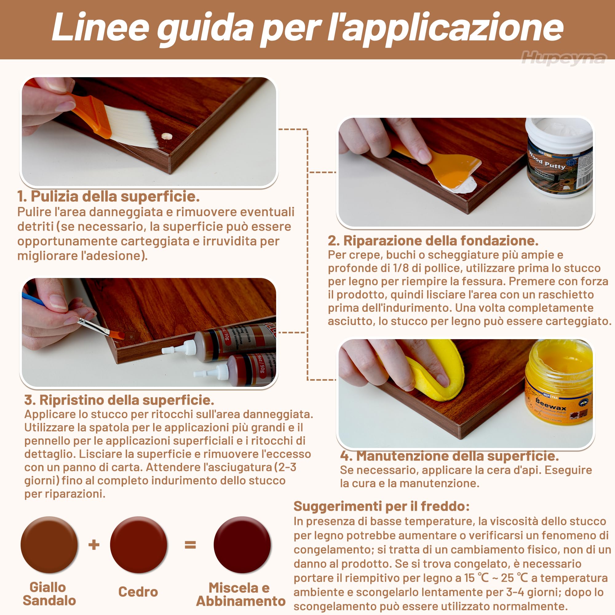 Kit di Riparazione per Legno, Grande Capacità Kit di Riparazione per Mobili in Legno, Stucco per Legno - Riparare di Graffi, Crepe, Buchi, Scolorimento per Pavimenti, Riparazione Legno Mobili