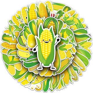 50 Pcs Fresh Corn Stickers, 1.96-3.15inch Cartoon Vegetable & Fruit Decorative Stickers, Self-Adhesive for Scrapbooking, Farm Themed Decor, Kitchen Decoration(Corn)