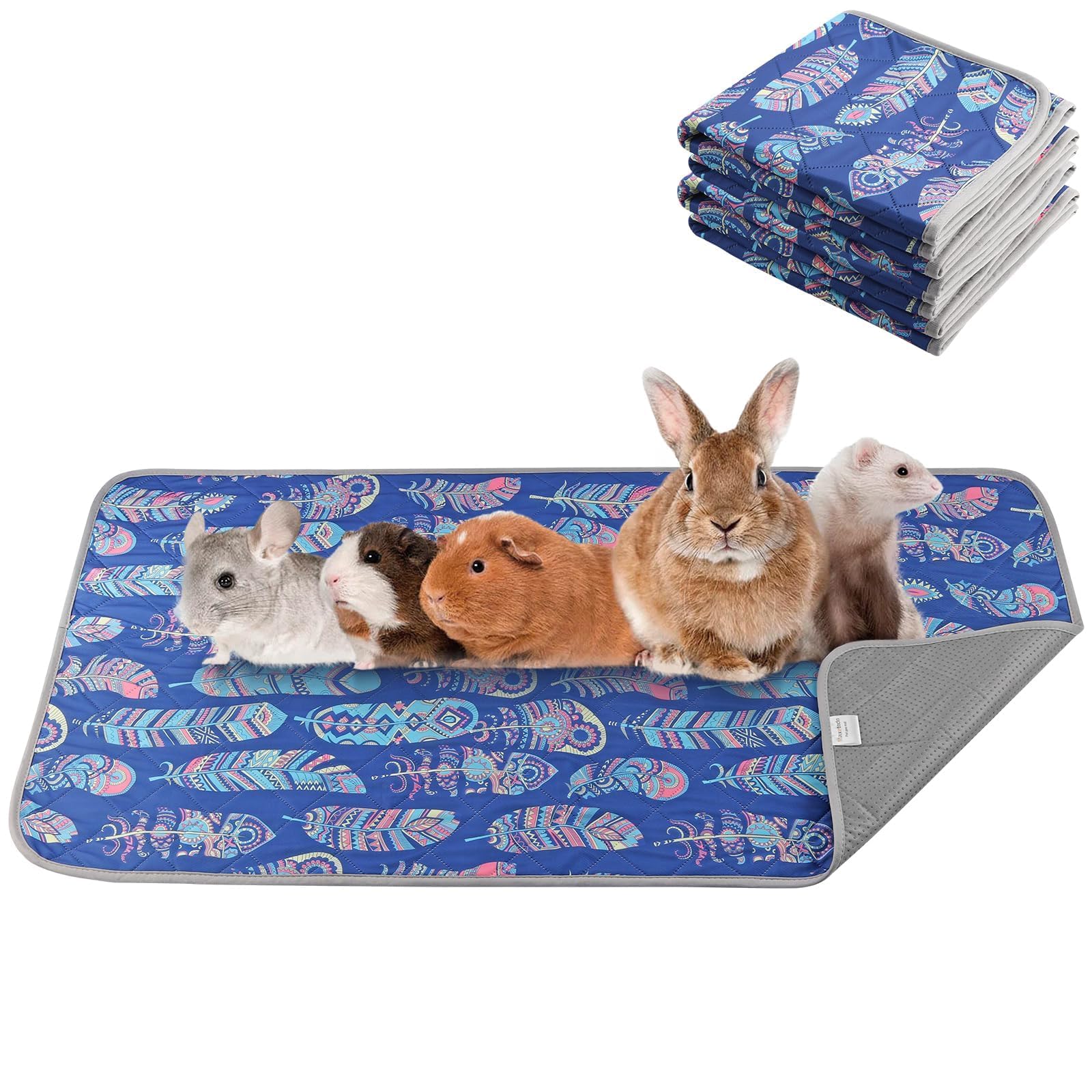 Entrenador Pipi Absorbente Reutilizable para Perros, Gatos, Cobayas y Conejos Almohadilla Lavable a MáquinaImpermeable y Portadores de Viaje (Azul, 122*61 4pc)
