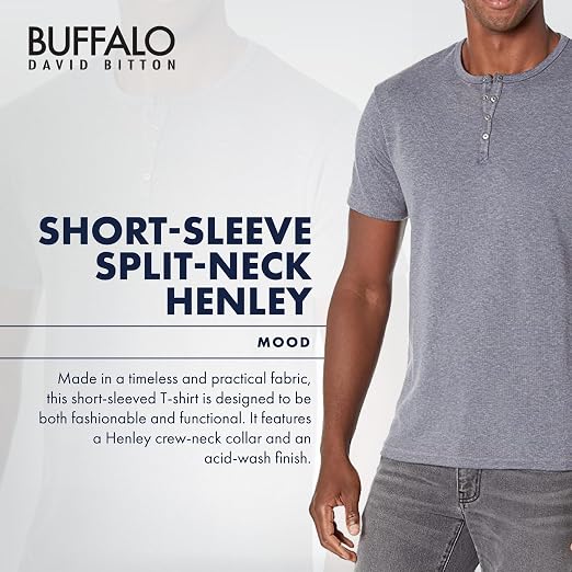 Buffalo David Bitton Men's Kisory Henley Shirt - Textured Waffle Knit Cotton With Chest Pocket - View #10