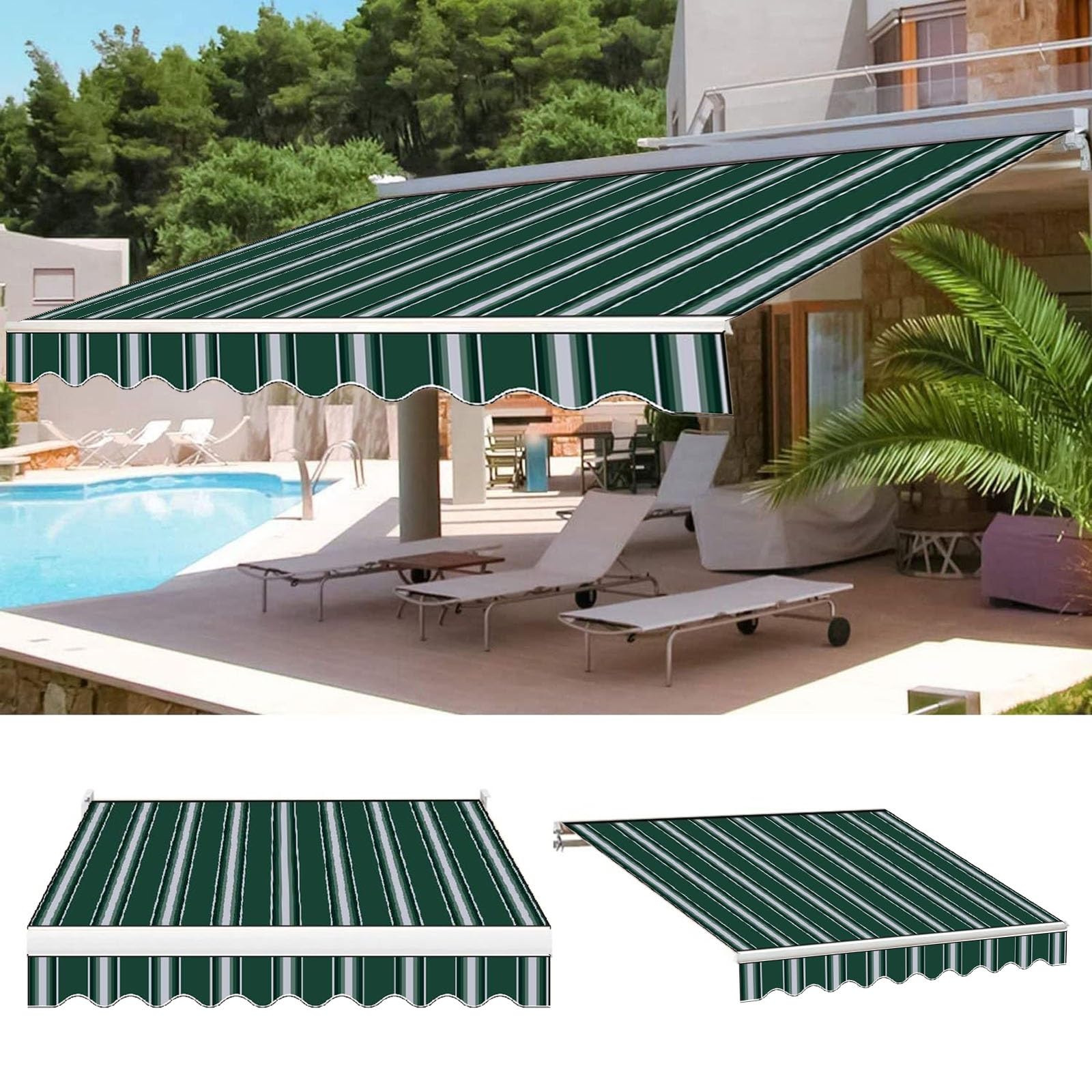 Toldo retráctil para patio y cenas familiares protegidas del sol en el jardín