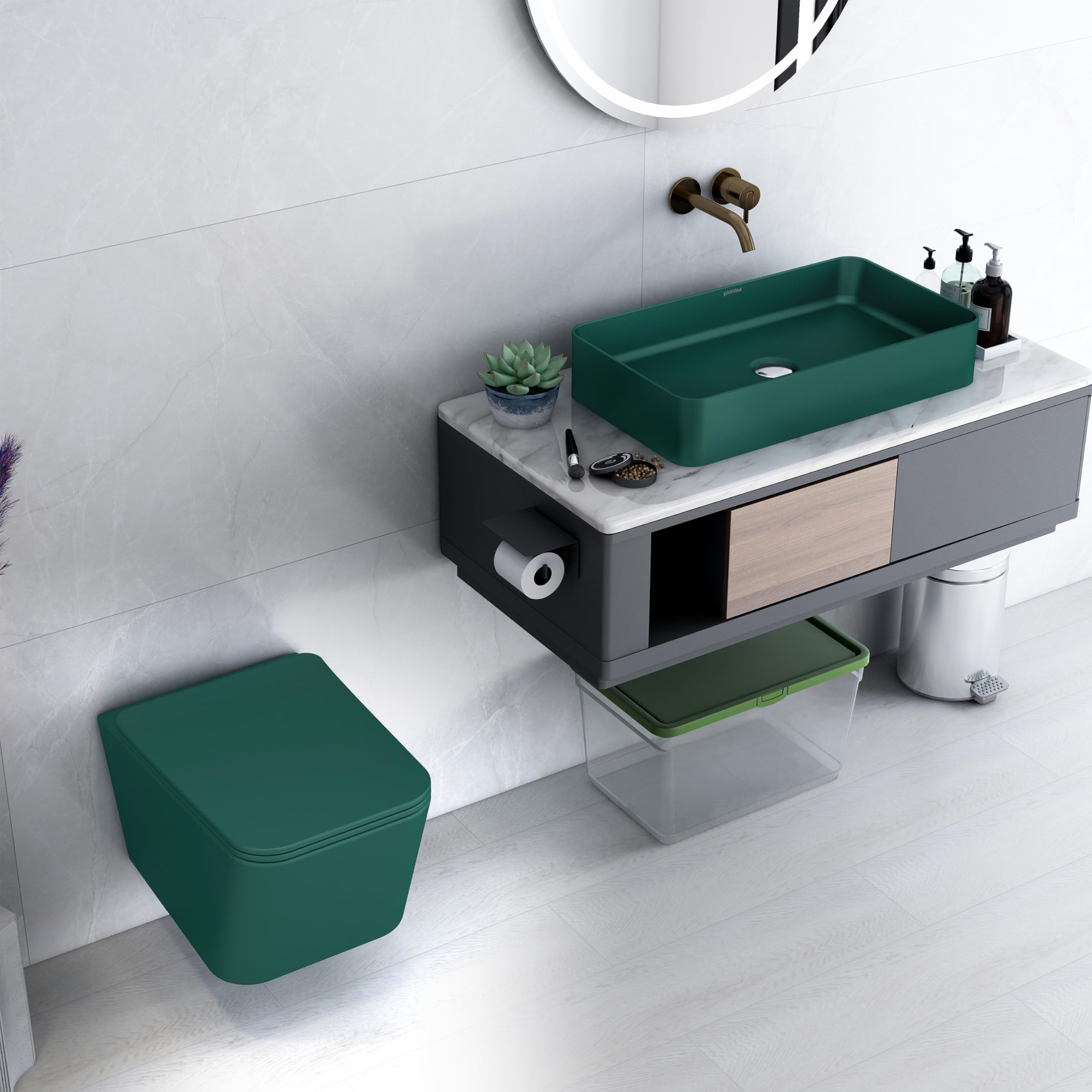 Plantex Aqua Green Ceramic Rimless One Piece Wallmount Western Toilet with Rectangular Ceramic Basin Combo (B0C8TYX8HQ) Amazon Price History, Amazon Price Tracker
