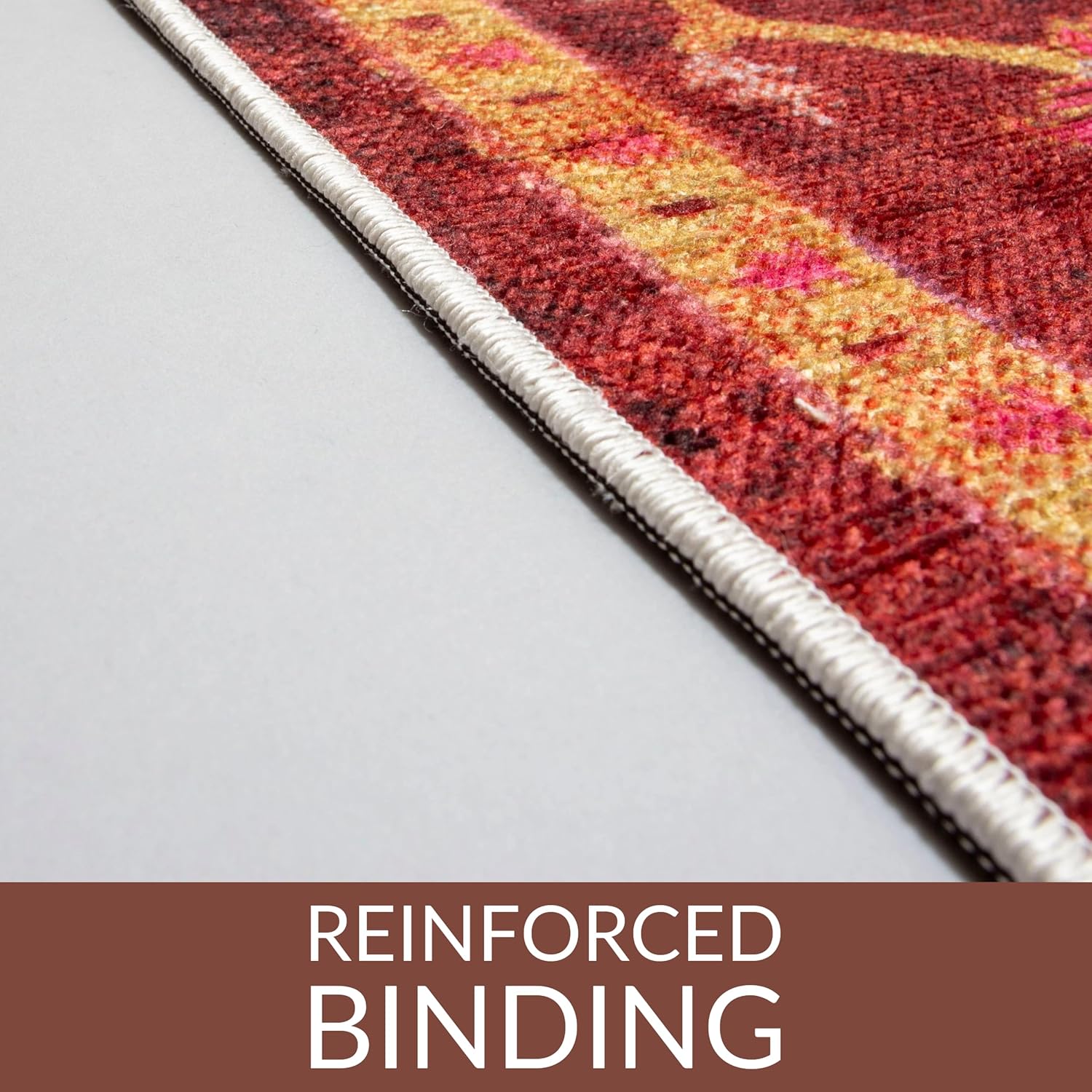 Super Area Rugs- 4X6 Non-Slip Washable Rug - Performance High Traffic Carpet - Mid-Century Modern Art Deco Living Room Floor Covering - Red, 4' x 6'