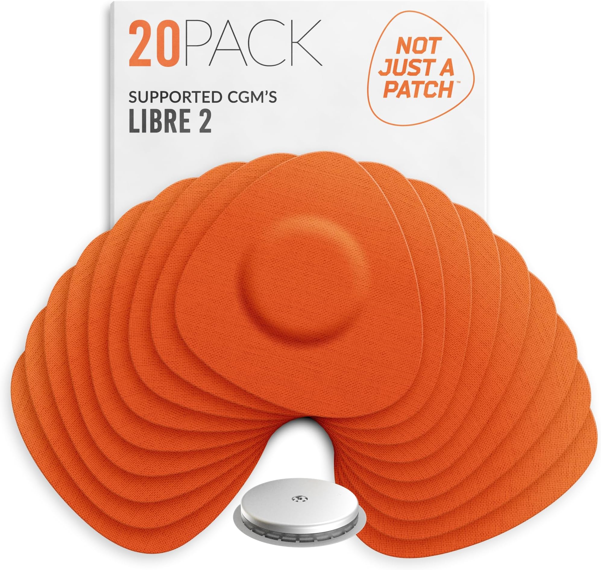 Freestyle Libre 2 Sensor Covers (20 Pack) Lingo CGM Patches for Freestyle Libre 2 - Water Resistant & Durable for 10-14 Days - Orange