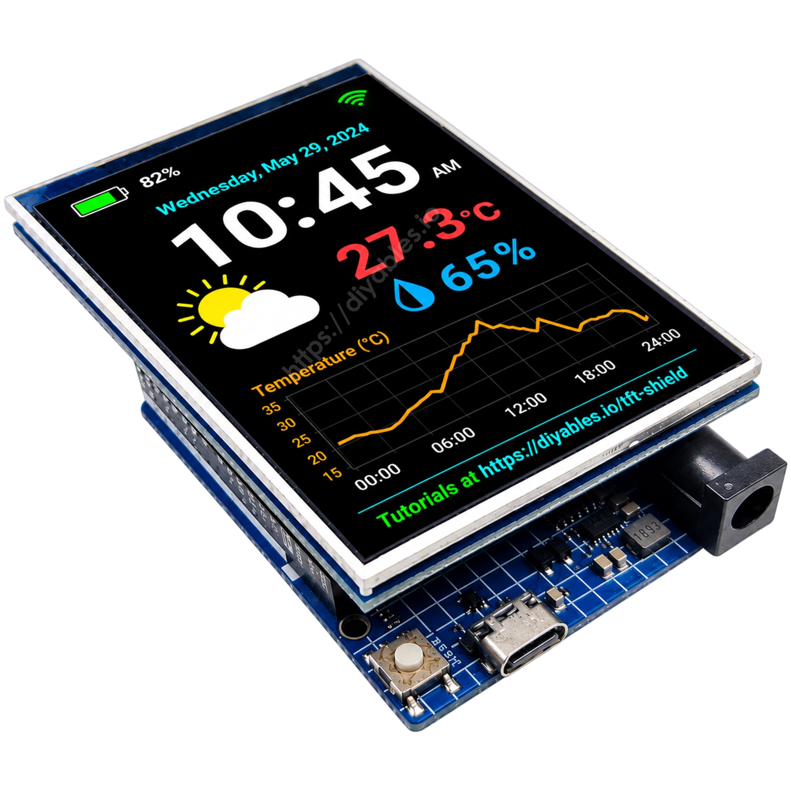 Schermo LCD TFT da 3,5 pollici per Arduino, 320 x 480 RGB a colori, driver ILI9486, interfaccia parallela a 8 bit, compatibile con Arduino Uno R3/R4, Mega, Due, Giga R1, Non-Touch
