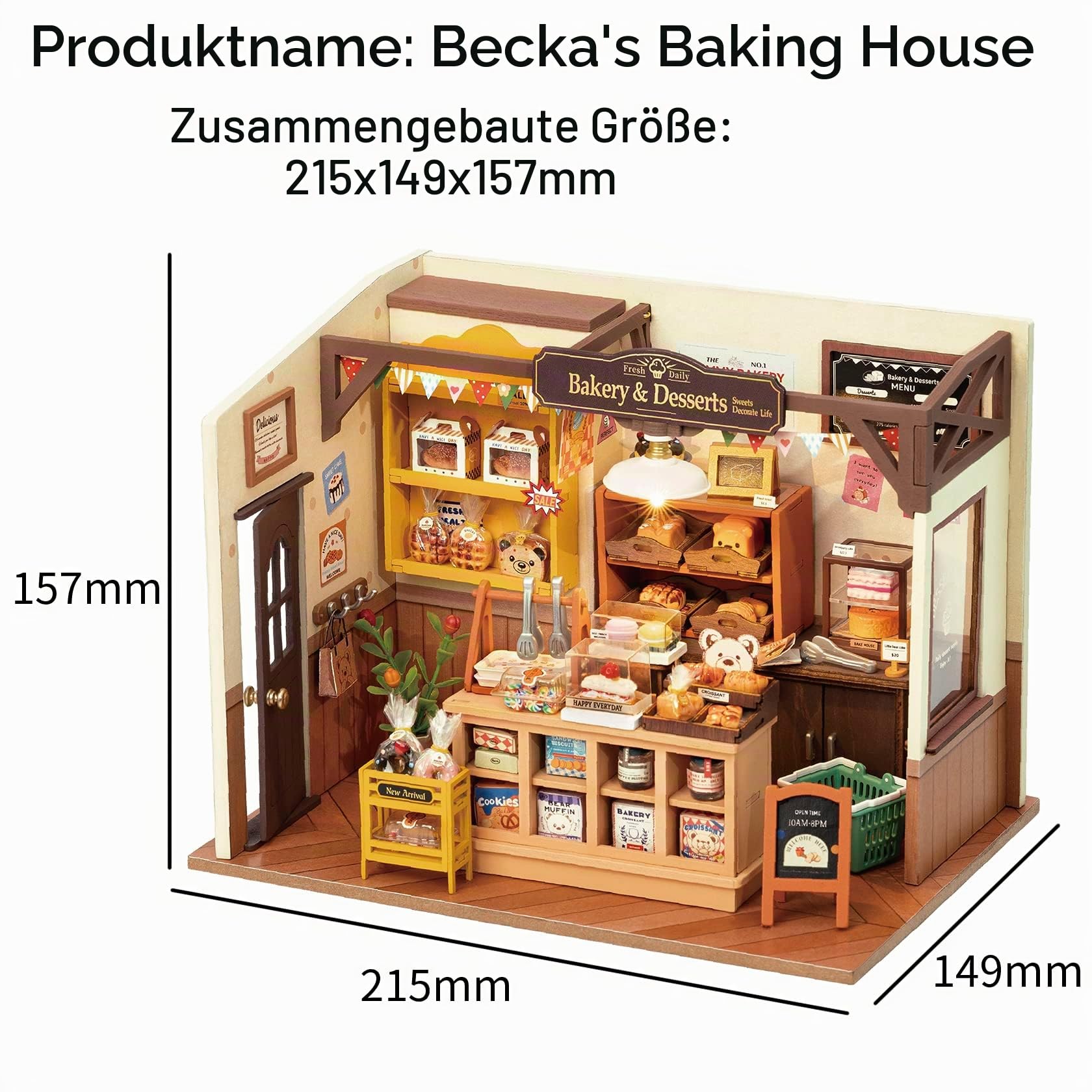 ROBOTIME Puppenhaus Kit Backhaus, DIY Miniatur Kit für Erwachsene, Mini Zimmer mit Möbeln, pädagogische Spielzeug