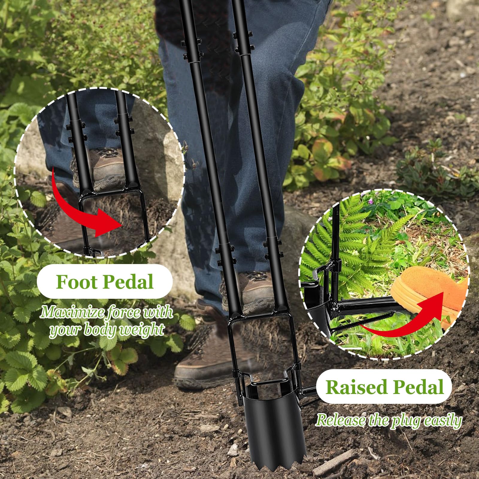 Plantoir de Bulbes à Long Manche,Ensemble d'outils de plantation de bulbes,5 en 1 Griffe de Jardin Aérateur et Transplantoir pour Planter Tulipes,Iris,Jacinthes Plantes à Fleurs