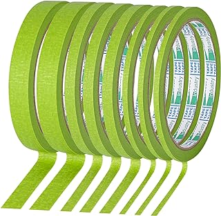 KALIONE 8 Rolls Pinstripe Tape - 1/8, 1/4, 1/2 Inch Thin Painters Tape for Wall, DIY Board, Auto Paint - Green
