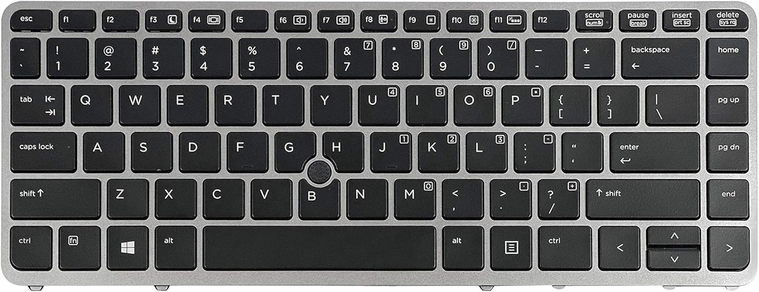 Replacement US Backlit Keyboard with Pointer for HP EliteBook 840 G1 G2, 845 G1 G2, 850 G1 G2 – US English QWERTY, Refurbished Grade A