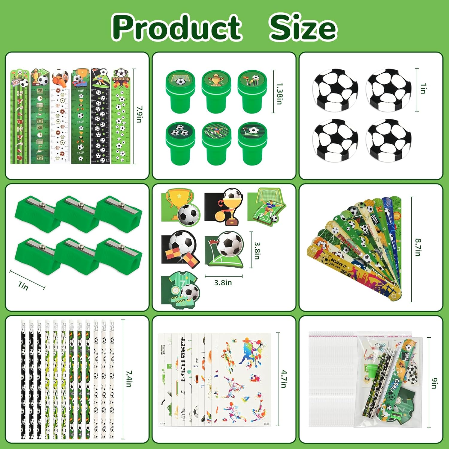 216Pcs Soccer Stationery soccer Theme Gifts Birthday Supplies Team Gift Goodie Bags Stuffer Pencils Rulers Classroom games Rewards School Office Supplies（soccer）