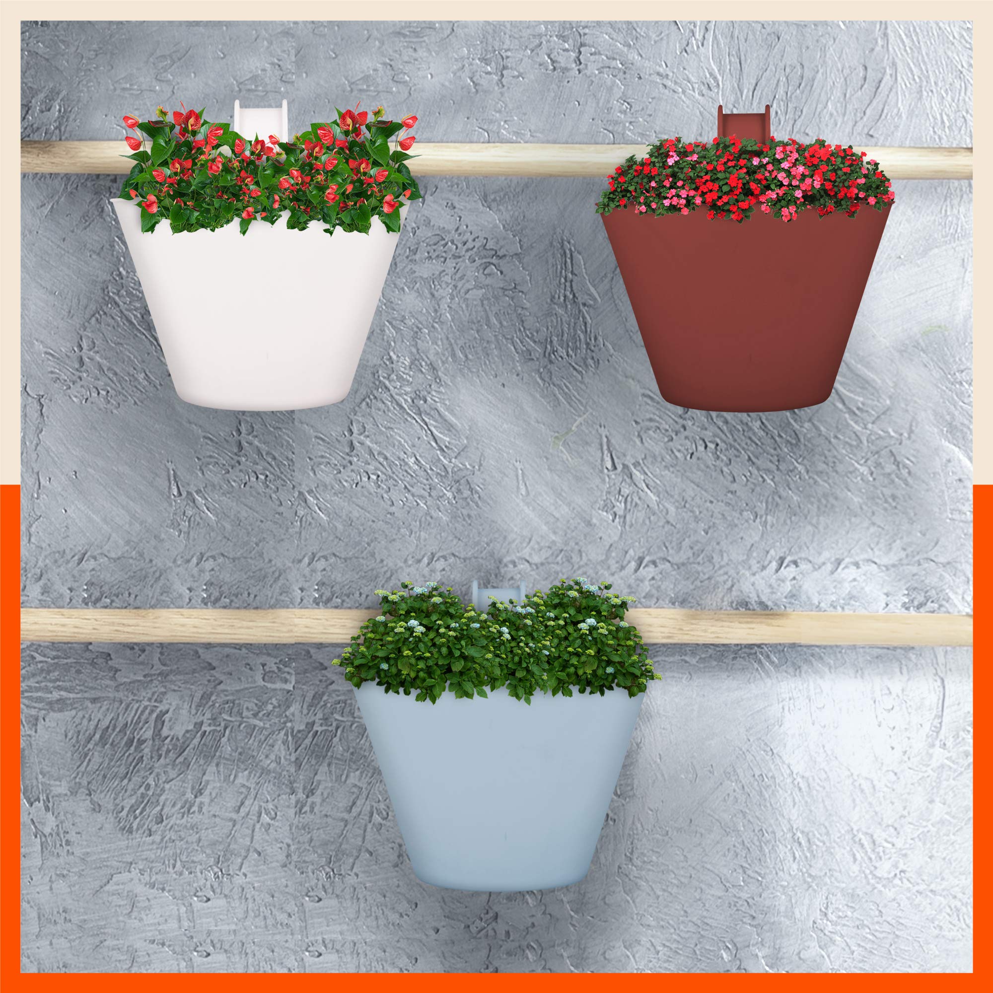 Bathla Patio Kai Hanging Oval Planters/Pots for Home with Reinforced Hook, Fertiliser Ports and Drainage Notch | Anti-Fade and Weather Resistant (Earth & Sky- Set of 3) (B08WHJT9B4) Amazon Price History, Amazon Price Tracker