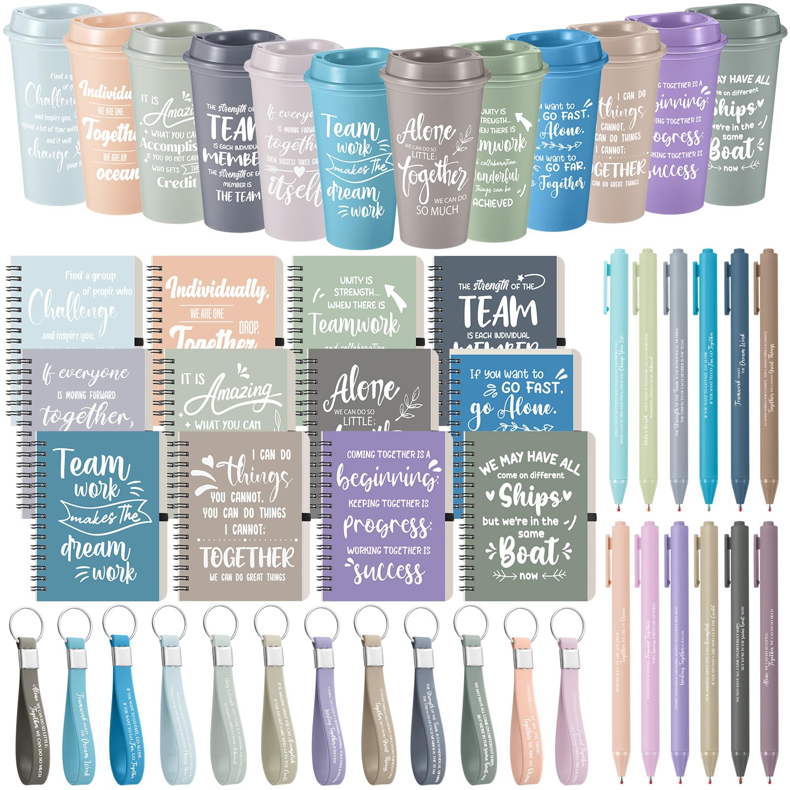 Skylety Set da 12/48 pezzi di apprezzamento della squadra, regalo di apprezzamento per i dipendenti, 473,6 ml, tazze da caffè con taccuino della squadra, penna portachiavi per personale e insegnante