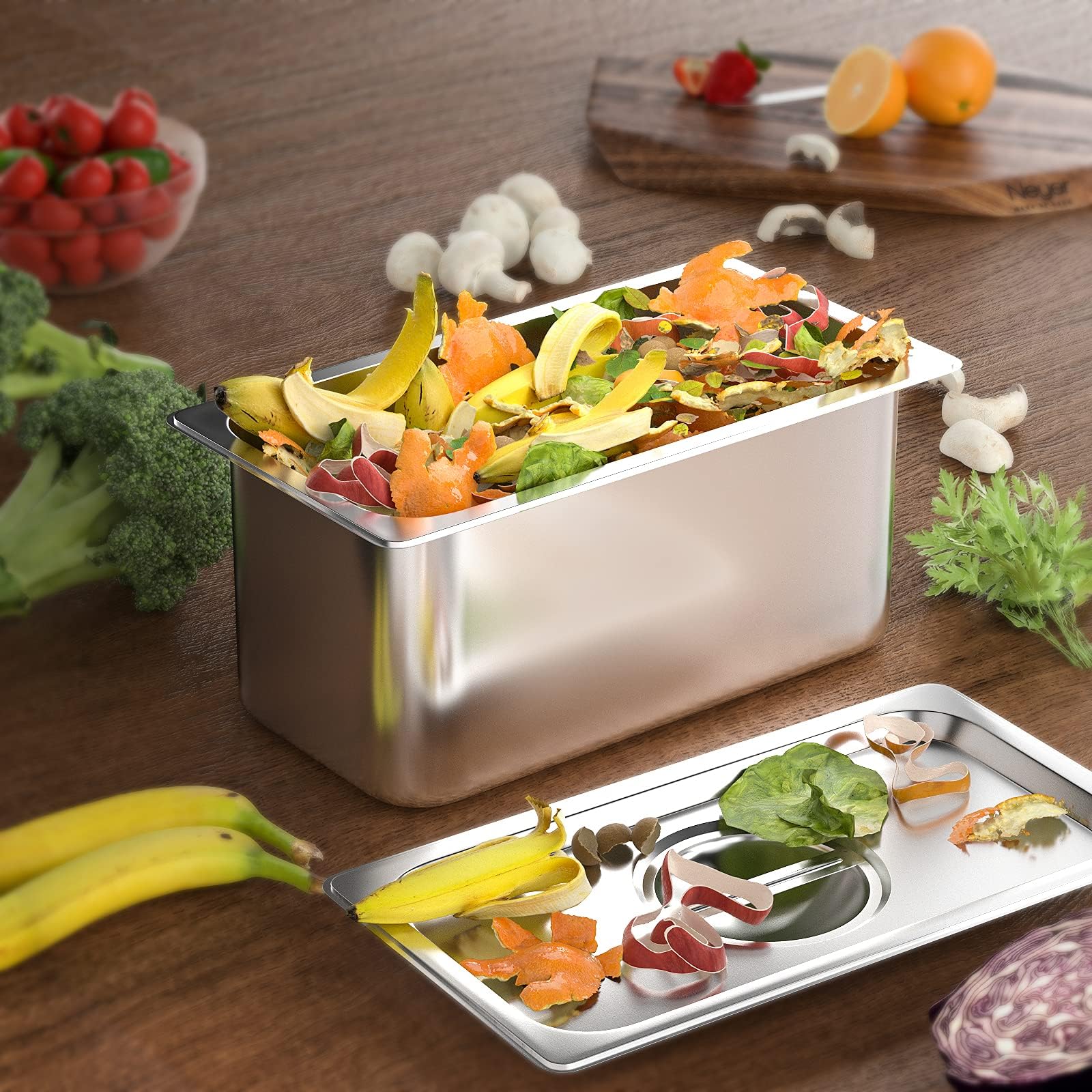 Poubelle De Compost De Cuisine, Seau à Compost Avec Filtration Des Odeurs, Poubelle Intérieure De Compost Facile à Nettoyer, Avec Poignée De Transport