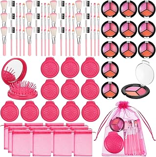 12 Sets Kids Makeup Kit for Girls, Kids Spa Party Supplies for Girls, Sleepover Makeup Cosmetic Set Birthday Party Favors Toddler Girl(Rose Red)