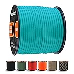 WEREWOLVES 650lb Paracord/Parachute Cord - 9 Strand Paracord Rope - 100\', 200\' Spools of Parachute Cord, Type III Paracord for Camping, Survival (Lake Blue, 100 Feet)