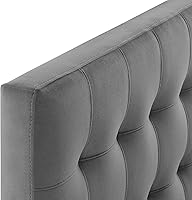 Vista 4 de Modway Lily Biscuit - Cabecero de terciopelo con estilo capitoné para cama individual, color gris