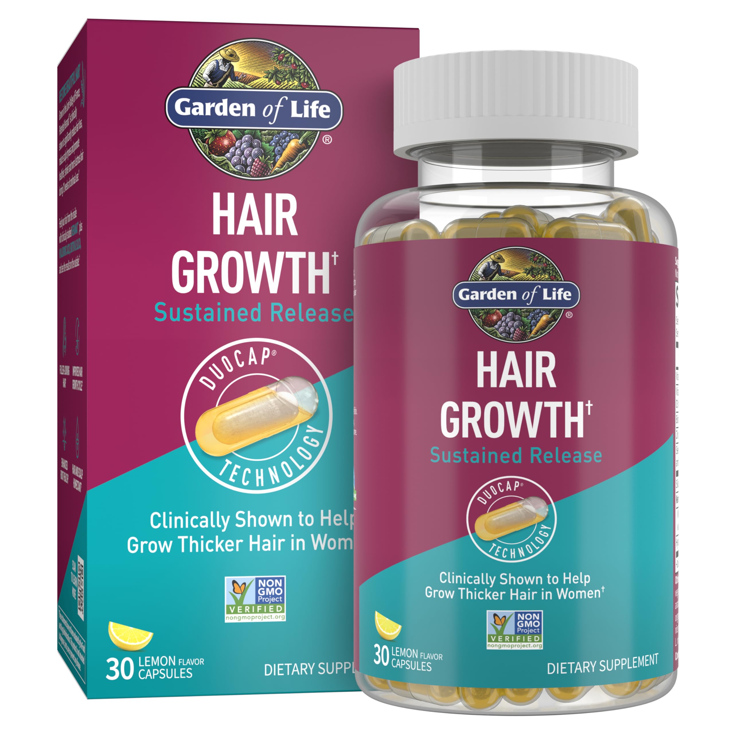 Garden of Life Hair Growth Duo Caps, 30 Plant-Based Capsules 30 Count (Pack of 1)